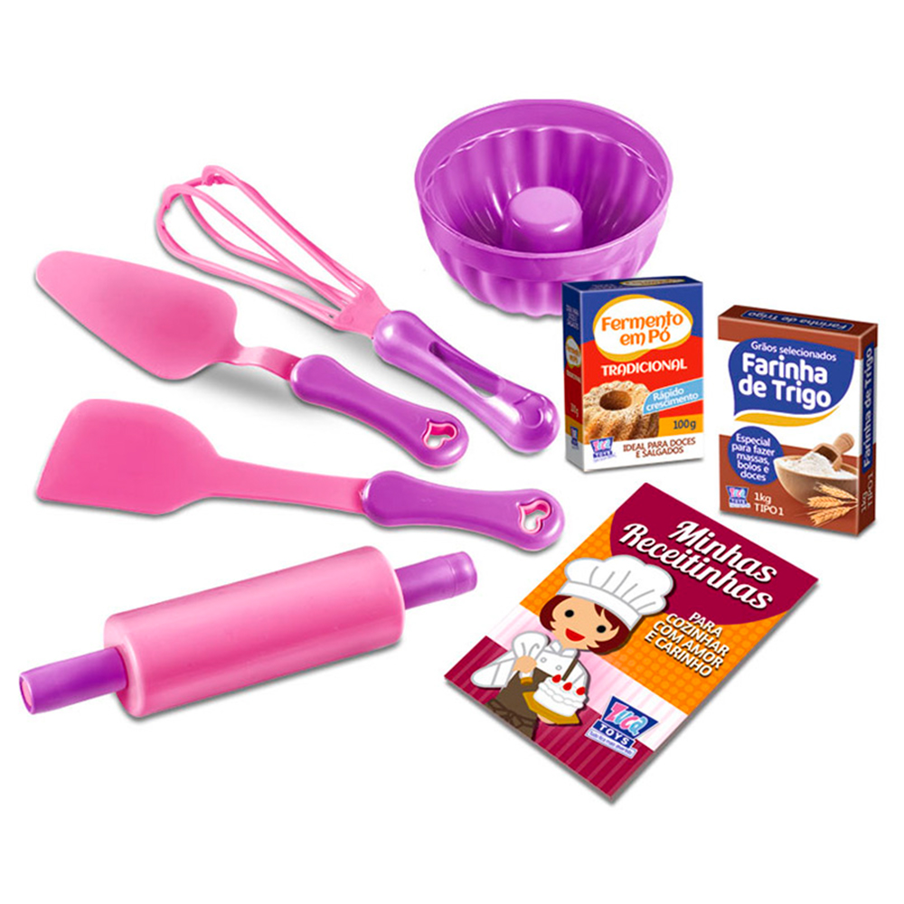 Kit Confeitaria Infantil Cake House - Brinquedo Culinária Rosa/Lilás